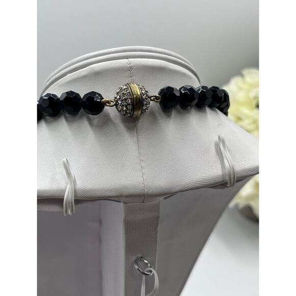 Heidi Daus Black Beaded Rhinestone Flower Magnetic Versatile Bracelet Necklace - Picture 12 of 12